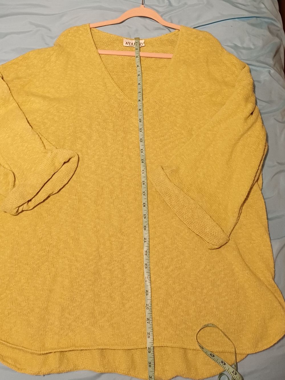 Vintage Avalin Chartreuse Lime Green Knit V-Neck Sweater Fits 3X